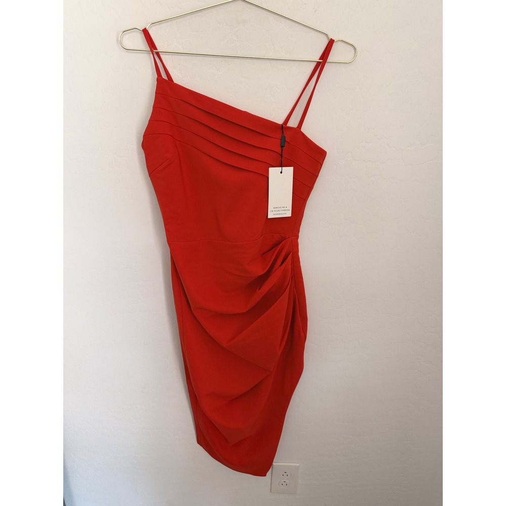 Lavish Alice One Shoulder Pleated Ruched Corset Style Dress Womens 4 NWT